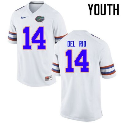 Youth Florida Gators #14 Luke Del Rio NCAA Nike White Authentic Stitched College Football Jersey KMX1862BK